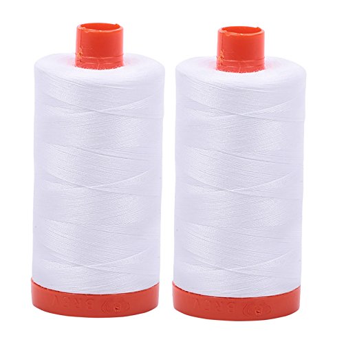 Aurifil Cotton Mako 50wt 1300m 2-Pack: White (2X 2024) - color: white