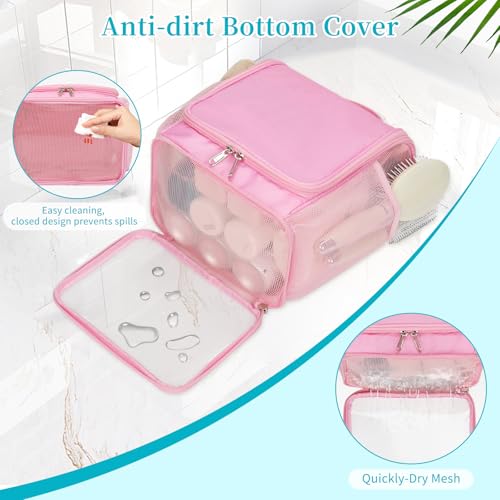 Mesh Shower Caddy Portable, Toiletry Bags for Travel, Pink - color: Pink