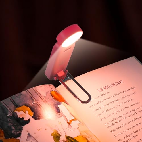 VAVOFO USB Rechargeable Book Light, Bookmark Clip on LED Reading Light - color: Pink