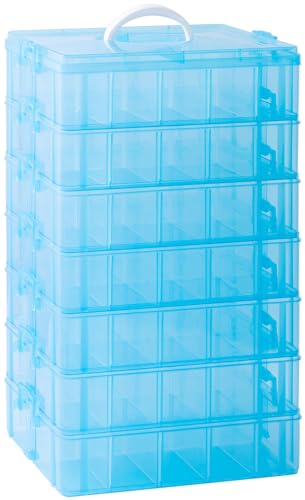 Gagee 7-Tier Craft Organizers and Storage,Bead Organizer Box with 70 Adjustable Compartments,Stackable Storage Containers for Arts and Crafts, Toy, Threads,Fuse Beads, Washi Tapes,Blue - color: Blue, size: 7