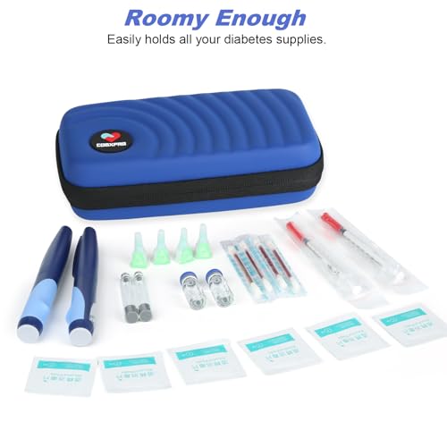 CDBXPRG Insulin Cooler Travel Case, 2 Ice Pack TSA Approved Blue - color: PU-Light Blue