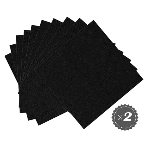 20 PCS Linen Embroidery Fabric, Pre-Cut 12 × 12 Inch Black Fabric - color: Black, size: 12×12 Inch
