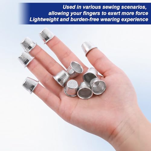 80Pcs Silver Thimbles for Hand Sewing Metal Sewing Thimbles Sewing Thimble Finger Protector Sewing Quilting Metal Thimbles for DIY Craft Finger Protector
