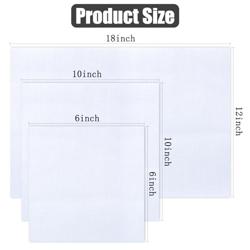 MIDELONG 6 PCS Aida Cloth 14 Count Cross Stitch Fabric, 3 Sizes White Classic Reserve Cross Stitch Aida Cloth for Home DIY Handmade Needlework Craft Embroidery Decoration