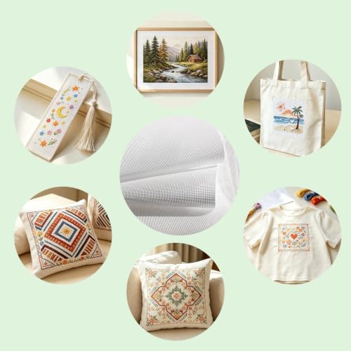 2 Pcs 18 Mesh Professional Blank Needlepoint Canvas Kit with Tools