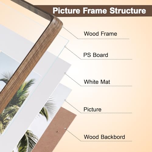 12x16 Picture Frame Wood with Mat Matted to 8.5x11, Wall Photo Frames - size: 12×16