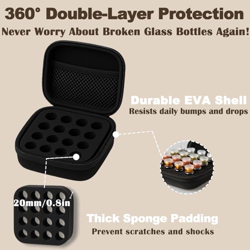 Peptide Vial Case for Fridge Storage - 16 Slot Organizer Holds 1-3ml Vials for Insulin, GLP-1, Peptides,Hard Shell Travel Case with Hand Strap,Black - color: Black-16 Slots