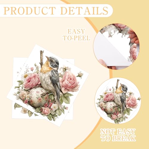 16 Pcs Vintage Floral Rub-On Transfers for Furniture & Crafts, 6 x 6 Inch - style: Vintage Rose Birds