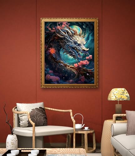 Leczany Cross Stitch Stamped Kit for Beginner - Dragon King | DIY Embroidery Starter Patterns Craft Kit Needlepoint for Adults | 11CT, 3 Strands | 13.4x16.5 inches - color: 11CT Stamped kits,Dragon King 13.4x16.5 inches