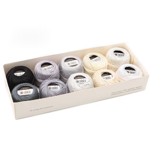 Size 8 Double Mercerized Egyptian Long Staple Cotton Pearl Thread Ball 5 Grams Rainbow Color Embroidery Thread 10 Colors per Box for Crochet Hardanger Cross Stitch Hand Embroidery (Set G) - color: Set G