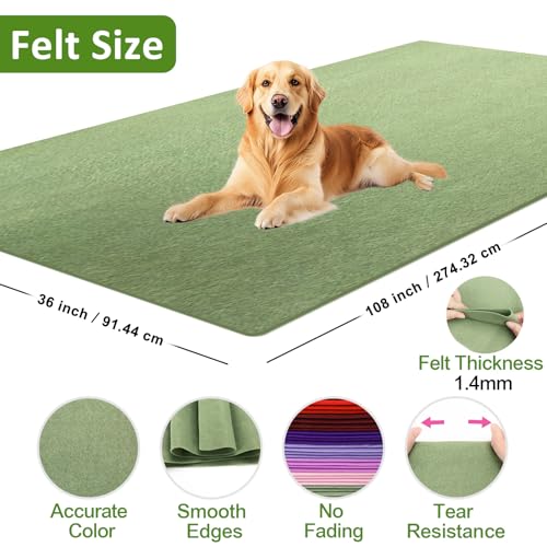 XSEINO Sage Green Large Felt Fabric 108" X 36 "(3 Square Yards), 1.4 mm Thick Soft Felt Fabric Sheet for Crafts, Green Series Colors Soft Nonwoven Fabric, Fit for Decoration, Sewing, DIY Crafts - color: Sage Green