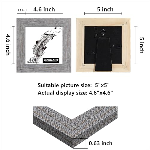CORE ART 5x5 Picture Frame, Solid Wood Rustic Dark Gray, 2 Pack - color: Dark Grey, size: 5x5 - 2 pack
