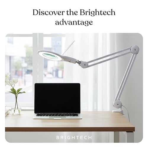 Brightech LightView PRO Magnifying Desk Lamp, 2.25x Light Magnifier, Adjustable Magnifying Glass with Light for Crafts, Reading, Close Work - White