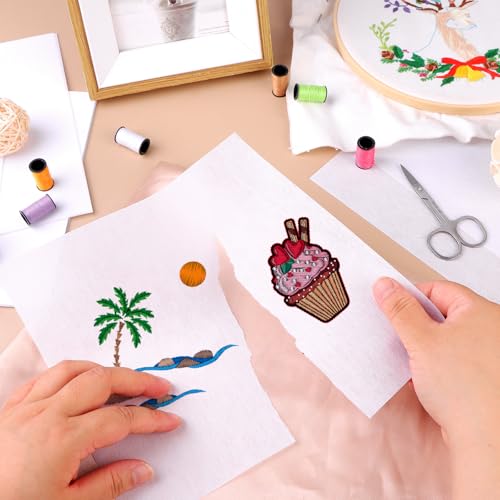 400 Pcs Tear Away Embroidery Stabilizer 8x8 Inch Embroidery Backing 2.5 oz Tearaway Stabilizers for Embroidery Fit 4x4 Hoops Fabric Embroidery Precut Sheets for Machine Embroidery and Hand Sewing