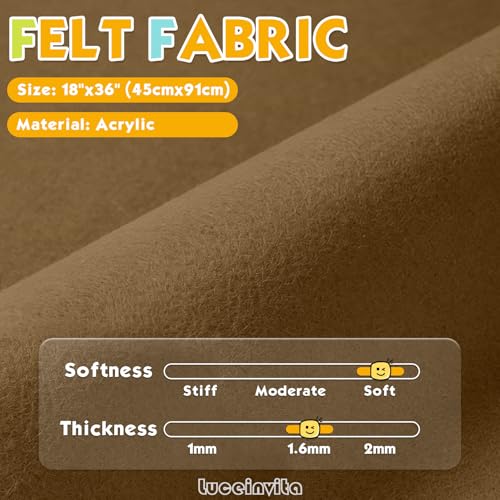 Friar Brown 18" X 36" Felt Fabric Sheet - 1.6mm Thickness - color: Friar Brown, size: 18" x 36"