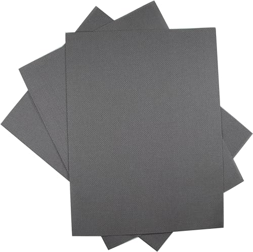 KCS 3 pc of 12" x 18"(30cmx45cm) Counted Cotton Aida Cloth Cross Stitch Fabric (Dark Grey,14CT) - color: Dark Grey, size: 14CT