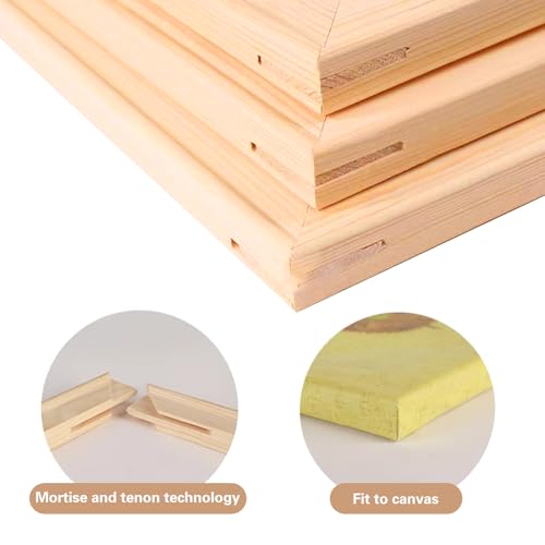 10 Sets Stretcher Bars for Needlework, 5 Sizes Wooden Canvas Stretcher Bars with 1 Box of Thumbtacks, Needlepoint Embroidery Stitch Frame Set for DIY Crafts Art Supplies