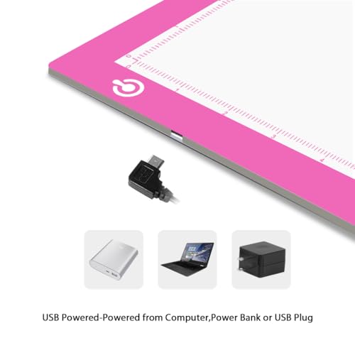 LitEnergy Portable A4 LED Copy Board Light Tracing Box, Pink Ultra-Thin Adjustable USB Power Artcraft LED Trace Light Pad for Tattoo Drawing, Streaming, Sketching, Animation, Stenciling - color: PINK, size: 8.3 x 11.7 inches