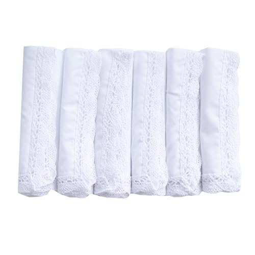6 Pack of Ladies Embroidery Cotton Handkerchiefs Lace Wedding Hankies - color: C