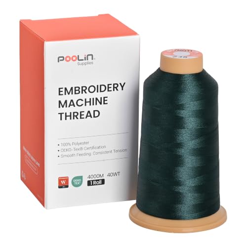 Poolin Machine Embroidery Thread 4000M 40WT Dark Forest Green 0238 - color: Dark Forest Green 0238