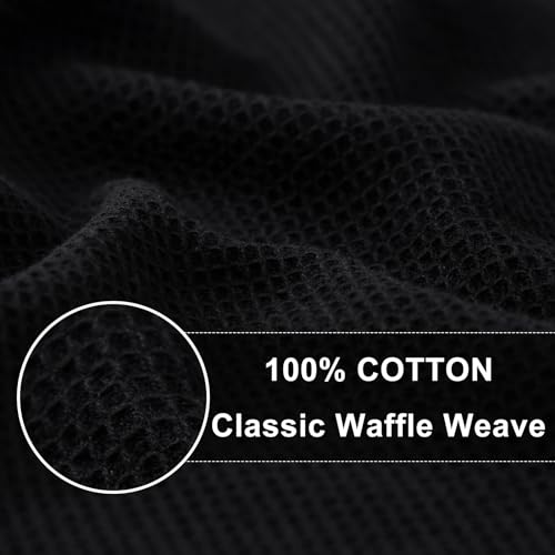 Homaxy 100% Cotton Waffle Weave Kitchen Towels, 4 Pack, Black - color: Black, size: 16 x 26 - 4 Pack