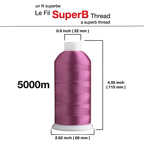 Superpunch SuperB Embroidery Thread 40wt, 5000 m Cone, Orchid 347 - color: Orchid 347, size: Pack of 1