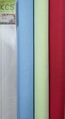 KCS 3 pc of 15" x 18"(38cmx45cm) 11 Count Cross Stitch Cotton Aida Cloth Needlework Rolled Fabric Box,11CT,Light Blue+Light Green+Red - color: Light Blue+light Green+red, size: 11CT