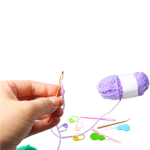 Hekisn 45Pcs Large Eye Blunt Yarn Needles kit, Assorted Sizes Bent Tapestry Darning Needle, Sewing Needles with Needle Threaders & Stitch Markers for Knitting Crochet (Green&Black) - color: Green&Black