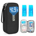 YOUSHARES Insulin Cooler Travel Case - TSA Approved Diabetic Medication Pen Cooling Bag with Temperature Display, Refrigerated Peptide Supplies Organizer Insulated Storage Kit with 2 Ice Pack - color: 11_Black