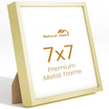 7x7 Aluminum Metal Picture Frame,Tempered Glass Gold Photo Frame 7x7 for Family Photo,Posters,Art,Document to Wall Mount Horizontally or Vertically - size: 7x7