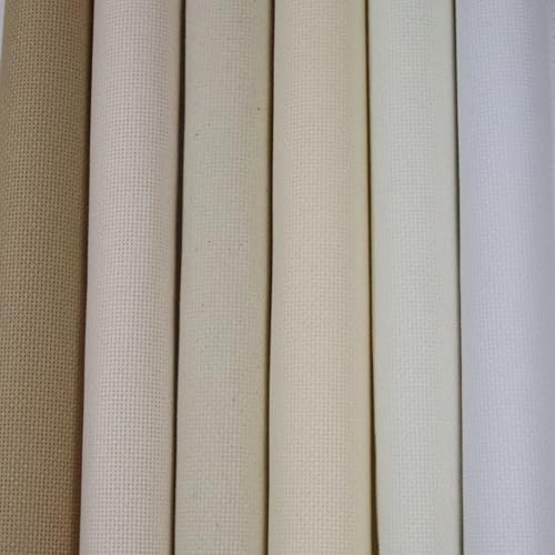 KCS 6 pc of 15" x 18" (38cmx45cm) Counted Cotton Aida Cloth Cross Stitch Fabric Rolled Box (18CT-D) - color: 18ct-d