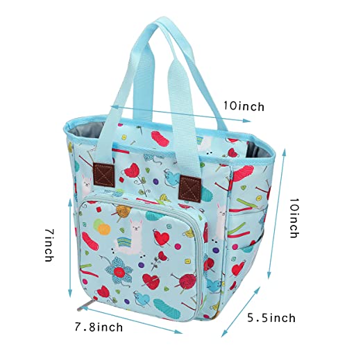 crochet bag,knitting bagBackpack and Tote Bag Storage Bag ，Large capacityYarn Storage Organizer Travel Crochet Bag Women Carrying Crochet Accessories Knitting Needles Crochet - color: BULE SQUARE BAG