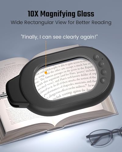 Square Magnifying Desk Lamp, Magnifying Glass with Light and Stand