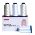 Poolin White2 Embroidery Thread, Huge Spool Richword Selected 4 Rolls 4000M(4374Y) 40WT Polyester Thread for All Embroidery Machines - color: White