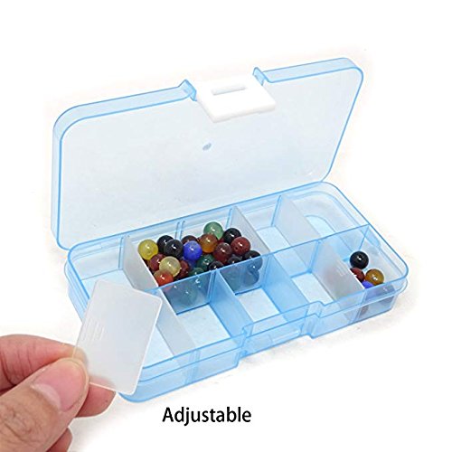 Yansanido 4 Pcs 10 Grids 5 Inch x 2.5 Inch Adjustable Small Removable Clear Plastic Jewelry Organizer Divider Storage Box Jewelry Earring Tool Containers (4pack(10-Grid))