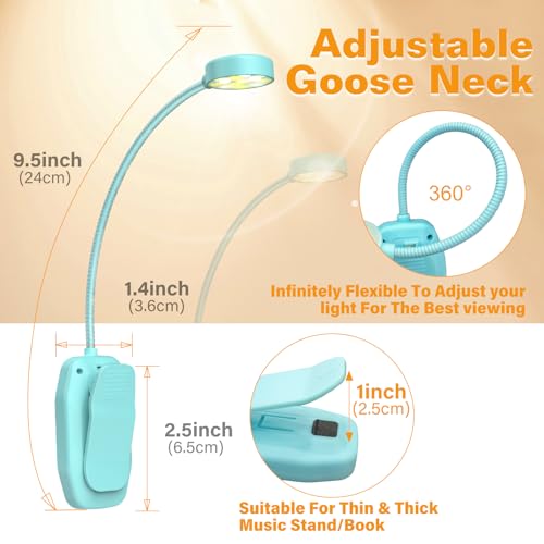 KTEBO 2 Pack Rechargeable Book Light Clip-On Reading Light for Books in Bed - color: Black & Blue
