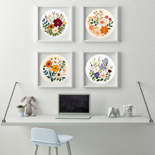Bonroy Embroidery Kit for Beginners with Instructions,Cross Stitch Kits for Adults with Pattern,Needlepoint Kits for Adult Include Embroidery Cloth Hoops Needles Threads (flowers2) - color: flowers2