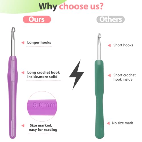 Coopay Crochet Hooks Set with Case,Crochet Hook Kit for Arthritic Hands - color: Crochet Hooks Set with Case