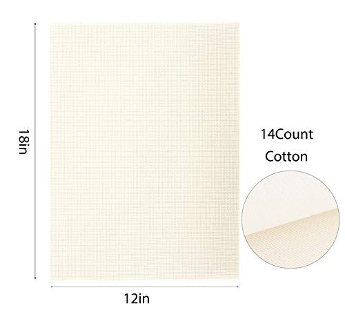 Aida Cloth 14 Count Cross Stitch Fabric 12×18inch 6 Pieces 3 Colors,White,Rice and Khaki