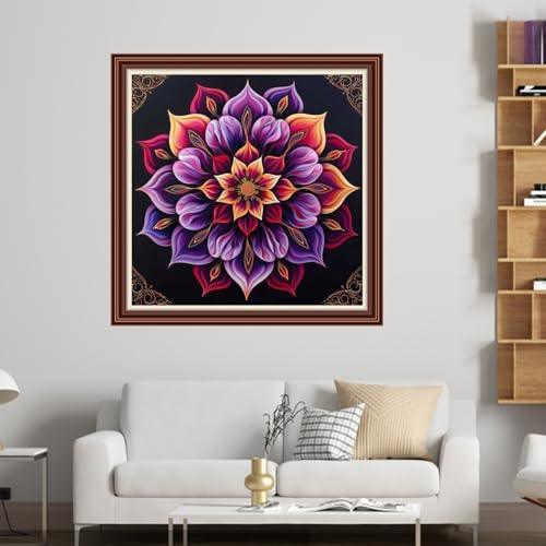 Dimensean Counted Cross Stitch Kit for Beginners, 11CT Unprinted Cross-Stitch Kit Easy Patterns Needlepoint Kit Cross Stitching Embroidery Kit Supplies-Magic Mandala 18x18 inch - color: Patterns03