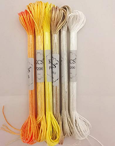 KCS 6-Strand Cross Stitch Metallic Variegated Pearl Shiny Embroidery Floss (6 skeins, Solid Color 7) - color: Solid color 7