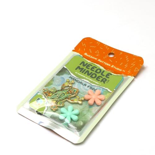 Awesome Pattern Studio Needle Minder Set - Mandala Frog Magnetic Needle Minder + 2 Needle Threaders. Enamel Pin for Cross Stitch, Embroidery and Craft - size: Frog Set #1