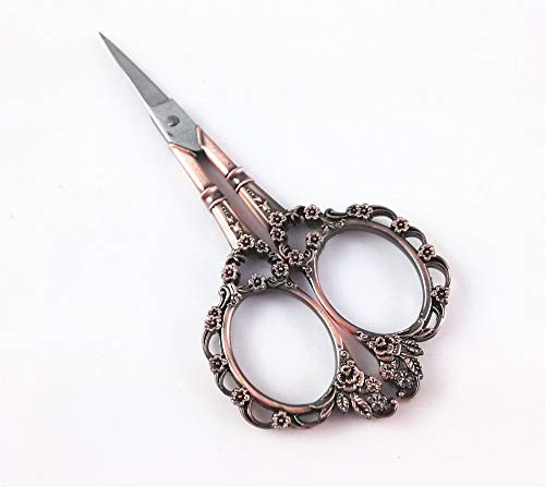 "1PCS Vintage Style Plum Blossom Needlework Scissors Sewing Embroidery Scissors Sewing Handicrafts Tool Sharp Detail Shears, Copper"
