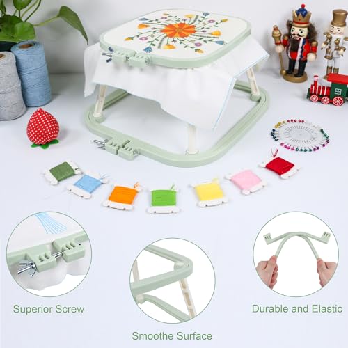 Guofa 2-Layer Embroidery Frame Stand – Adjustable Trapezoid Hoop Holder for Cross Stitch, Needlework, Quilting, Punch Needle & Sewing Crafts – Durable Plastic Hoops for Table or Lap - size: Large