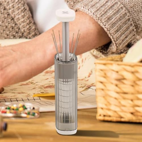 1 Set Pop-up Magnetic Sewing Needle Storage Boxes Portable Embroidery Needle Case DIY Handicrafts Sewing Tool Accessories (Gray) - color: Gray