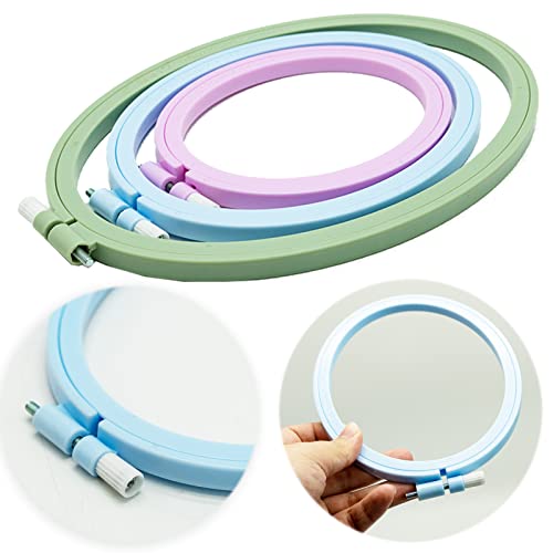 LAMXD 3 Pieces Embroidery Hoop Rectangle Oval Shape Embroidery Frame Cross Stitch Hoop Sewing Tool for Art Craft Handy Sewing (Multicolor),with Gold Eye Embroidery Needles… - style: 3 Sizes Oval