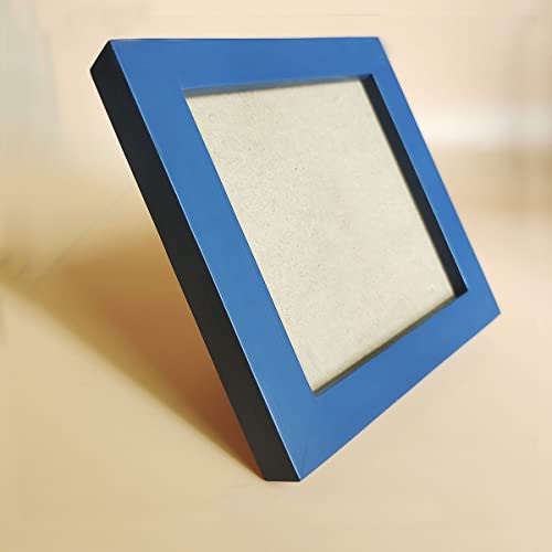 6x6 Picture Frames Blue Solid Wood Frame, Plastic Panel (Film Needs to be Removed) Table or Wall.Front Window Opening 5.5x5.5 inch. - color: Blue, size: 6x6