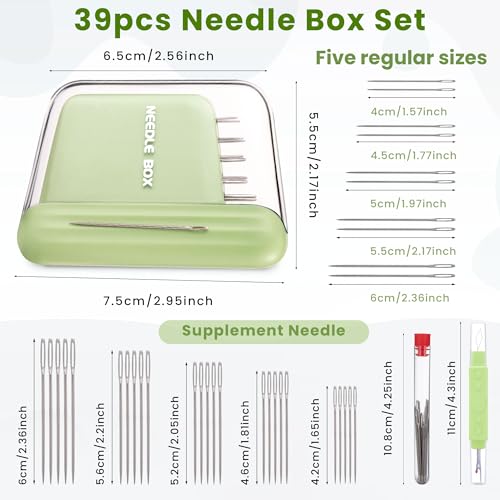 HUISUYTON Protable Magnetic Sewing Needles with Needle Threader Seam Ripper - color: Sewing Needles Set
