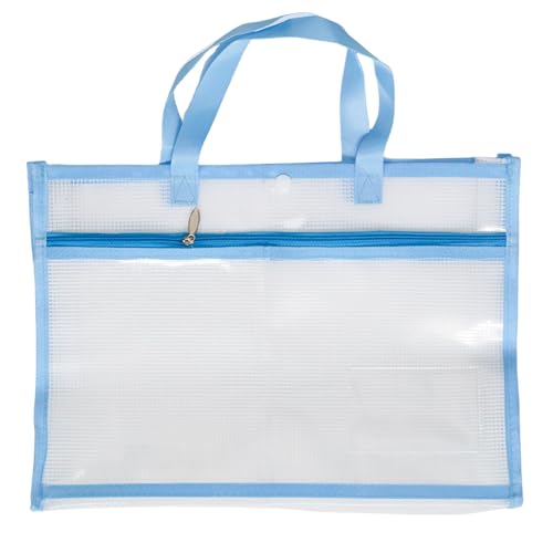 Sewing Project Bag, Art Supply Bag with Zipper & 2 Pocket, Blue