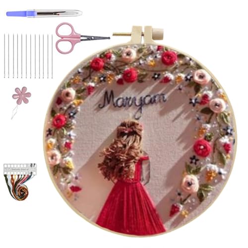 Wedding Photos Embroidery Starter Kit, Valentine's Day Gifts，DIY Needle Punch Kit, Punch Needle Kits for Beginners,Include Pre-Printed Fabric,Tools,Embroidery Hoop,Threads. (Wedding Photo No. 2) - color: Wedding Photo No. 2